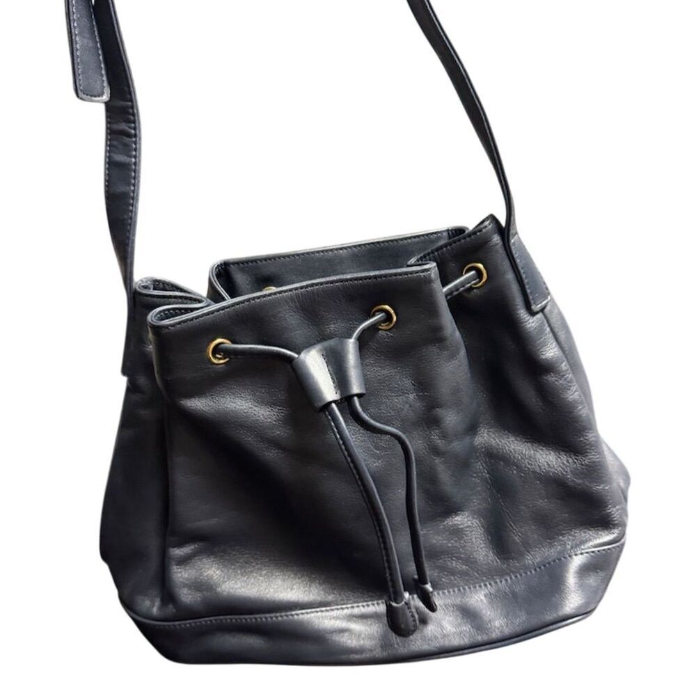 Giani Bernini Women's Blue Leather Hobo Bag w/ Drawstring Closure